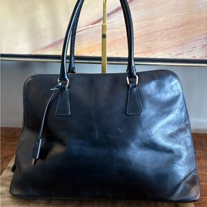Elegant Black Leather Prada Doctor bag